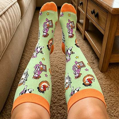 Plus Size Duck Cat Pattern Compression Socks - image 3