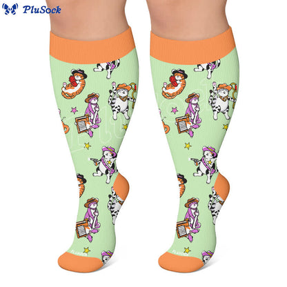 Plus Size Duck Cat Pattern Compression Socks - image 7