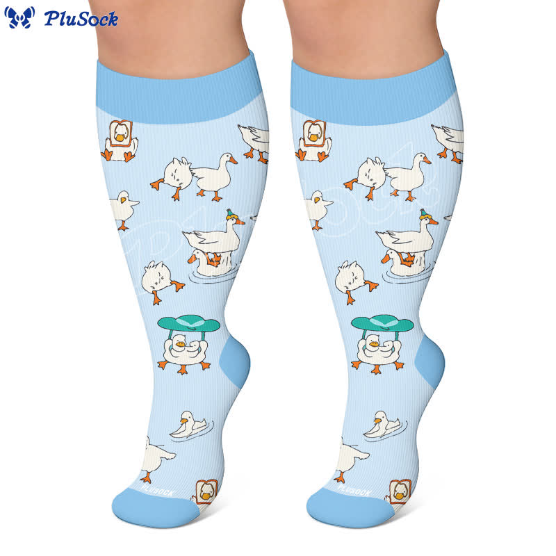 Plus Size Duck Cat Pattern Compression Socks - image 5