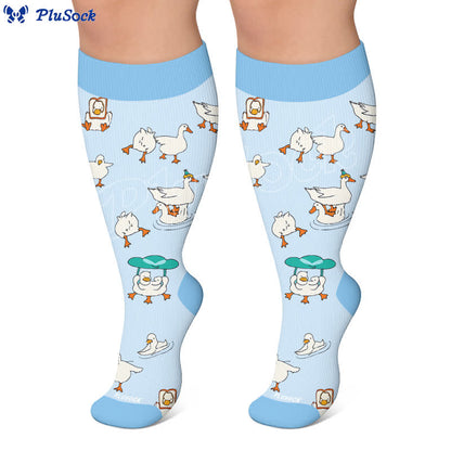 Plus Size Duck Cat Pattern Compression Socks - image 5