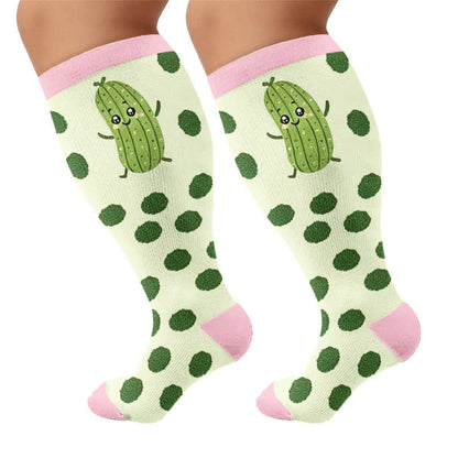 Plus Size Pickle Party Compression Socks - Pink(1 Pair) - 4XL - image 8