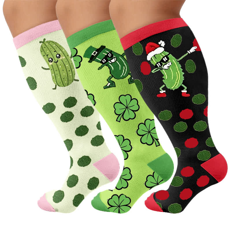 Plus Size Pickle Party Compression Socks - image 4
