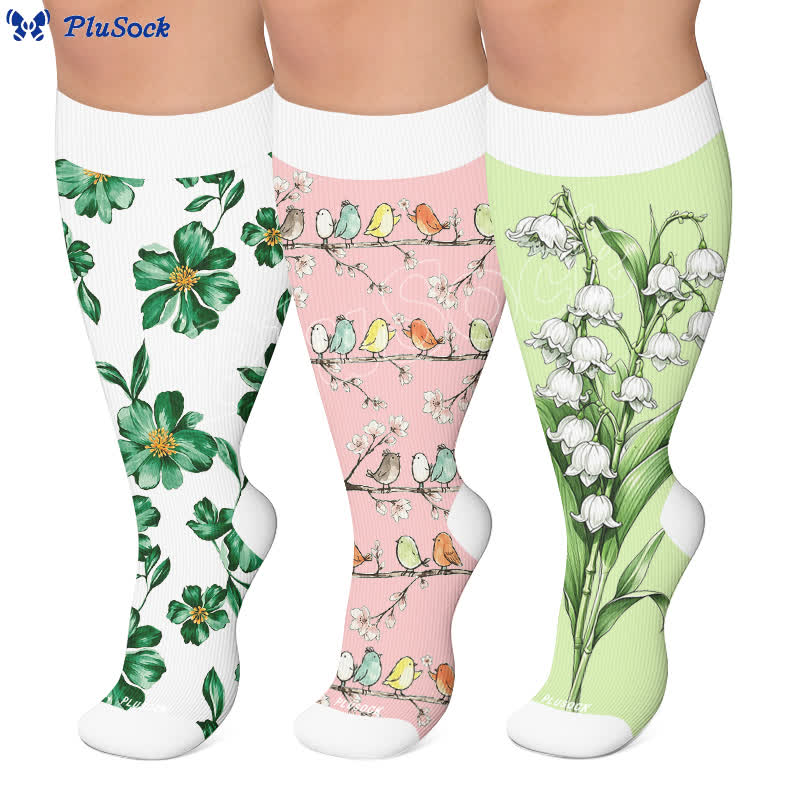 Plus Size Botanical Garden Compression Socks - image 0