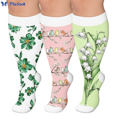 Plus Size Botanical Garden Compression Socks - image 0