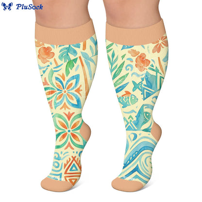 Plus Size Boho Floral Compression Socks - image 5