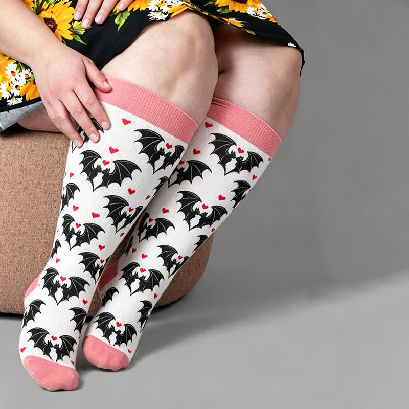 Plus Size Bat Heart Compression Socks - image 1