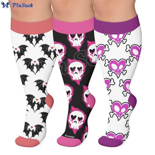 Plus Size Bat Heart Compression Socks - image 0