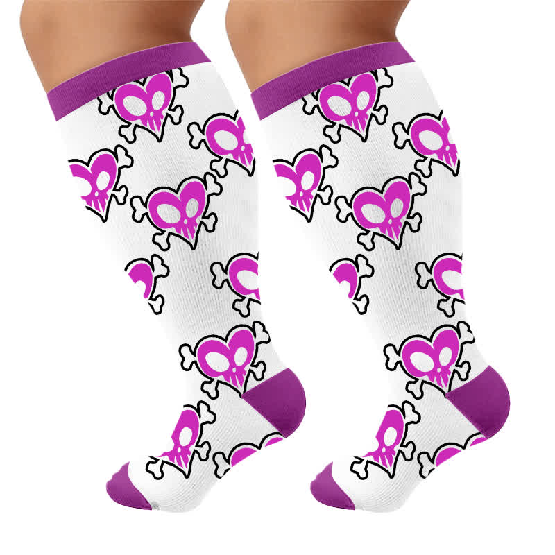 Plus Size Bat Heart Compression Socks - Purple(1 Pair) - 4XL - image 10