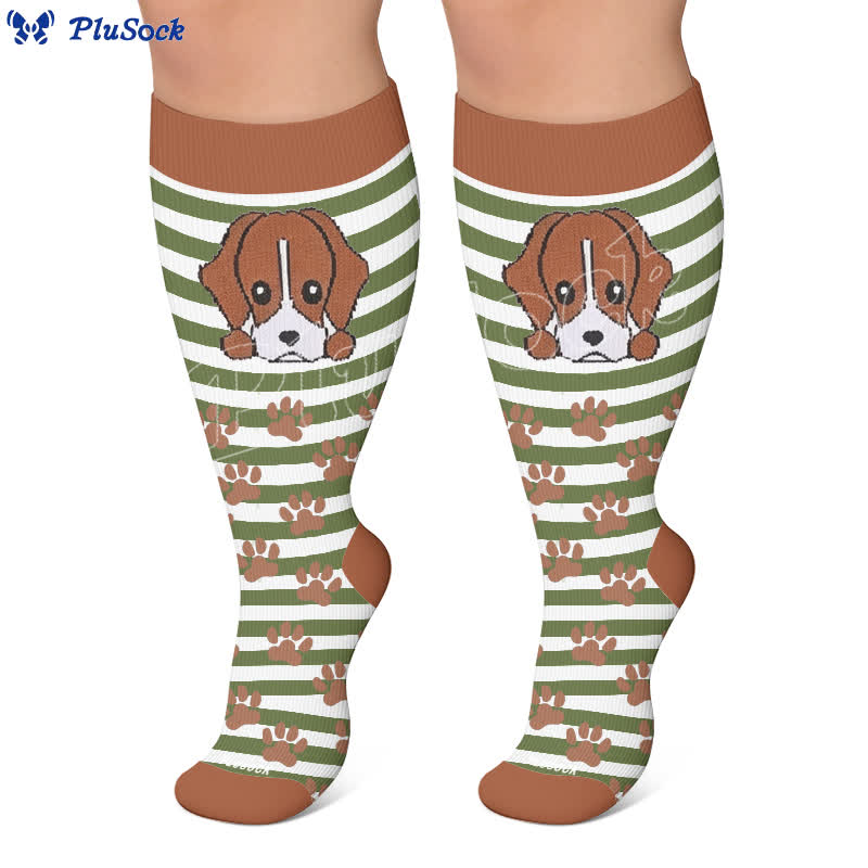 Plus Size Striped Dog Compression Socks - image 5
