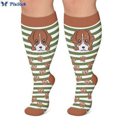 Plus Size Striped Dog Compression Socks - image 5
