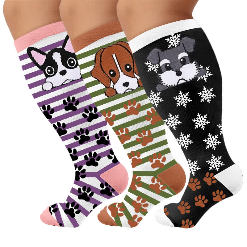Plus Size Striped Dog Compression Socks - image 7