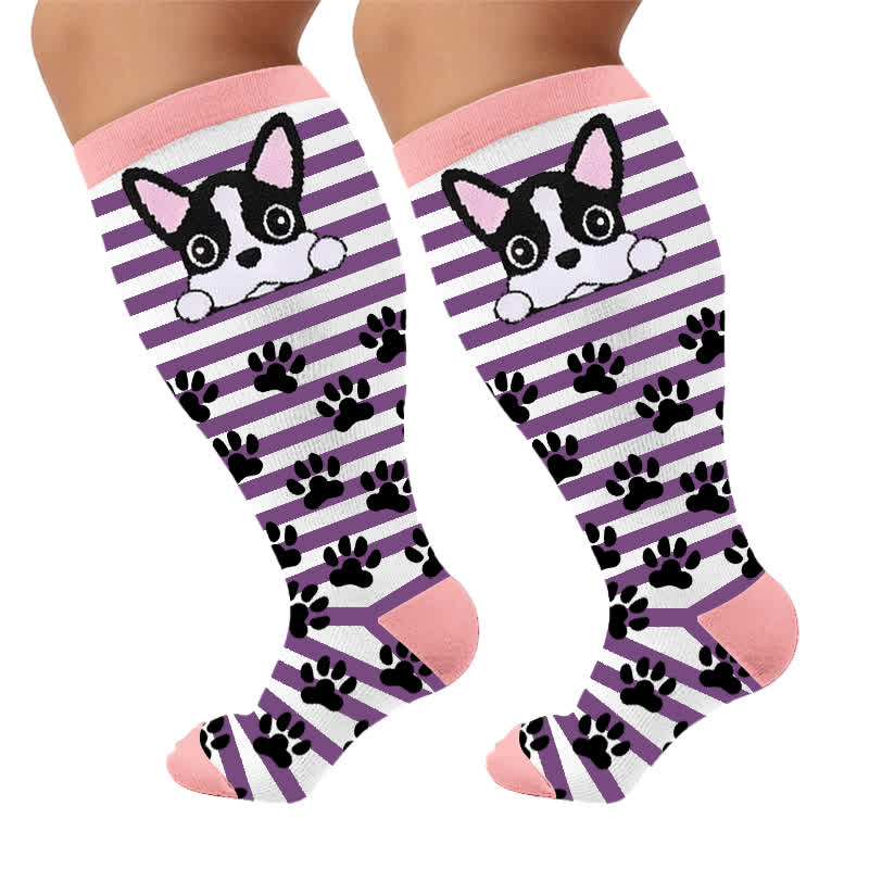 Plus Size Striped Dog Compression Socks - image 8