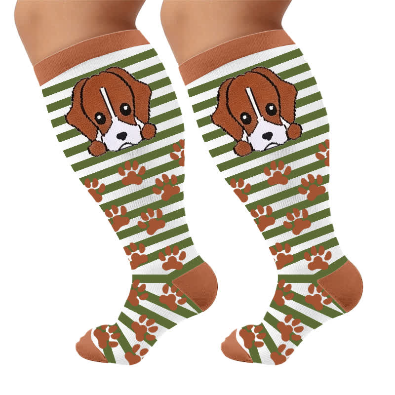 Plus Size Striped Dog Compression Socks - image 9