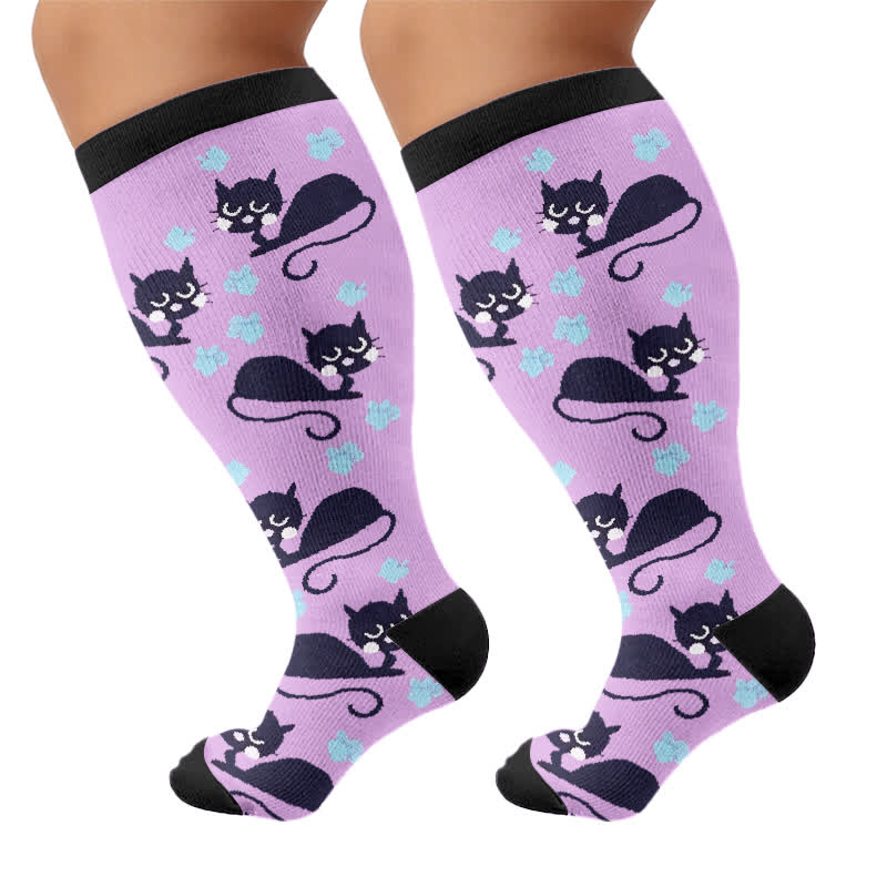 Plus Size Pink Stripe Cat Compression Socks - image 8