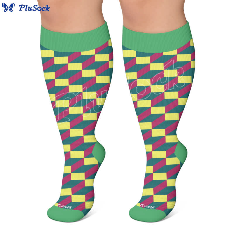 Plus Size Color Block Stripes Compression Socks - image 6
