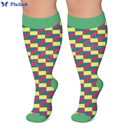 Plus Size Color Block Stripes Compression Socks - image 6