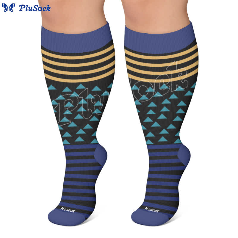 Plus Size Color Block Stripes Compression Socks - image 4