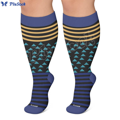 Plus Size Color Block Stripes Compression Socks - image 4