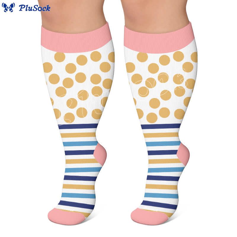 Plus Size Color Block Stripes Compression Socks - image 5