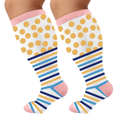 Plus Size Color Block Stripes Compression Socks - image 9