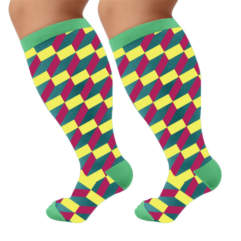 Plus Size Color Block Stripes Compression Socks - image 10