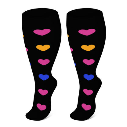 Plus Size Heart Pop Dot Compression Socks(3 Pairs) - Heart - 4XL - image 6
