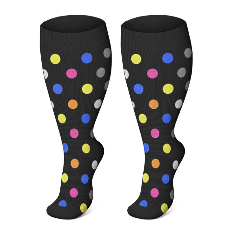 Plus Size Heart Pop Dot Compression Socks(3 Pairs) - Dots - 4XL - image 5