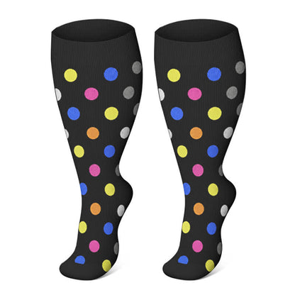 Plus Size Heart Pop Dot Compression Socks(3 Pairs) - Dots - 4XL - image 5