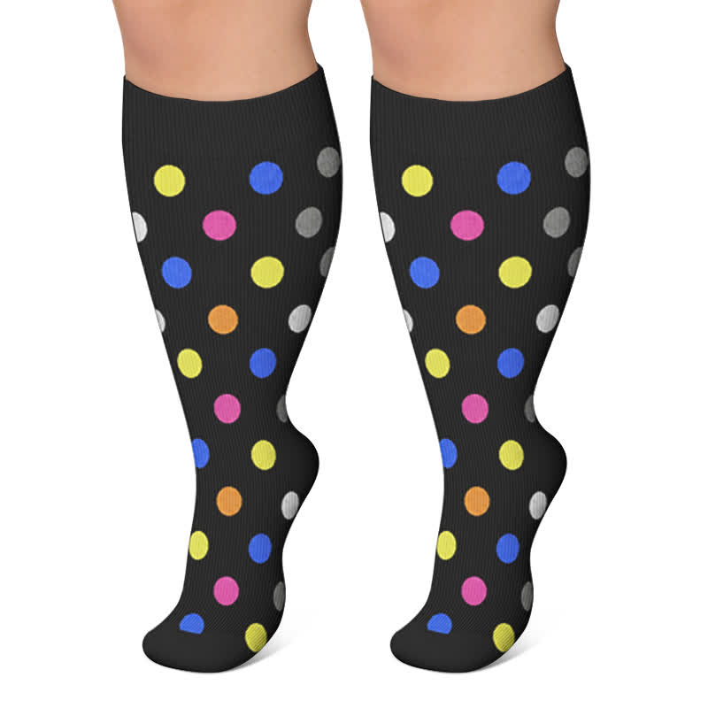 Plus Size Heart Pop Dot Compression Socks(3 Pairs) - image 2