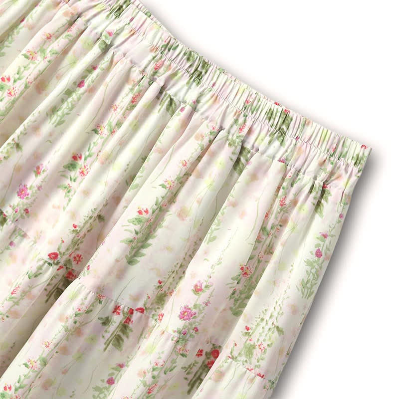 Plus Size Batwing Sleeve Blouse Floral Tiered Midi Skirt Set - image 6