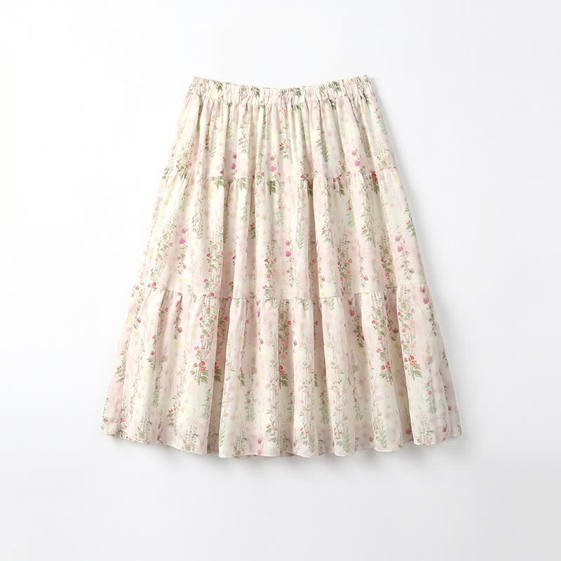 Plus Size Batwing Sleeve Blouse Floral Tiered Midi Skirt Set - Midi Skirt - 6XL - image 9