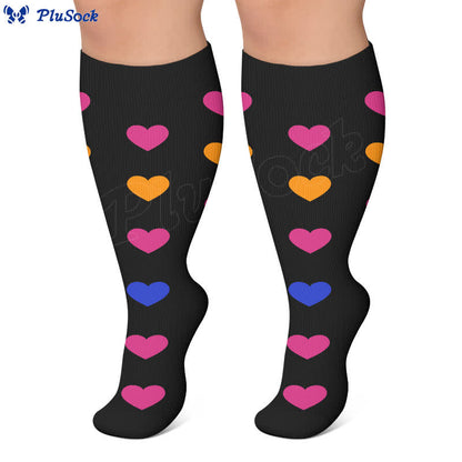 Plus Size Heart Pop Dot Compression Socks(3 Pairs) - image 5