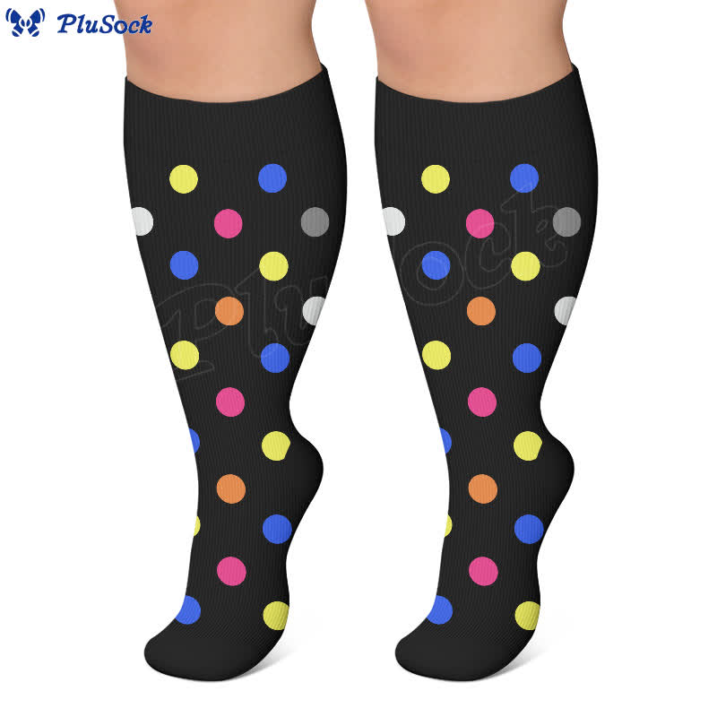 Plus Size Heart Pop Dot Compression Socks(3 Pairs) - image 6