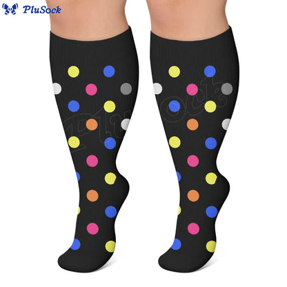 Plus Size Heart Pop Dot Compression Socks(3 Pairs) - image 6