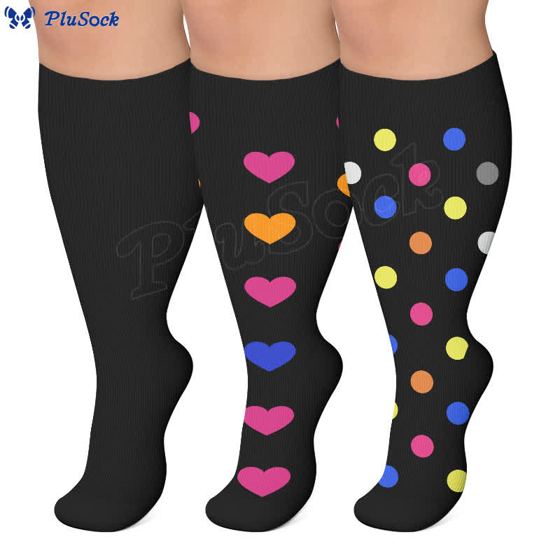 Plus Size Heart Pop Dot Compression Socks - image 0