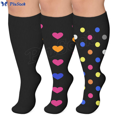 Plus Size Heart Pop Dot Compression Socks - image 0