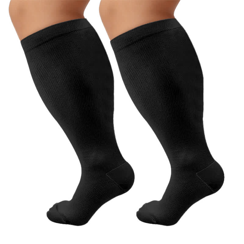 Plus Size Heart Pop Dot Compression Socks(3 Pairs) - Black - 4XL - image 8