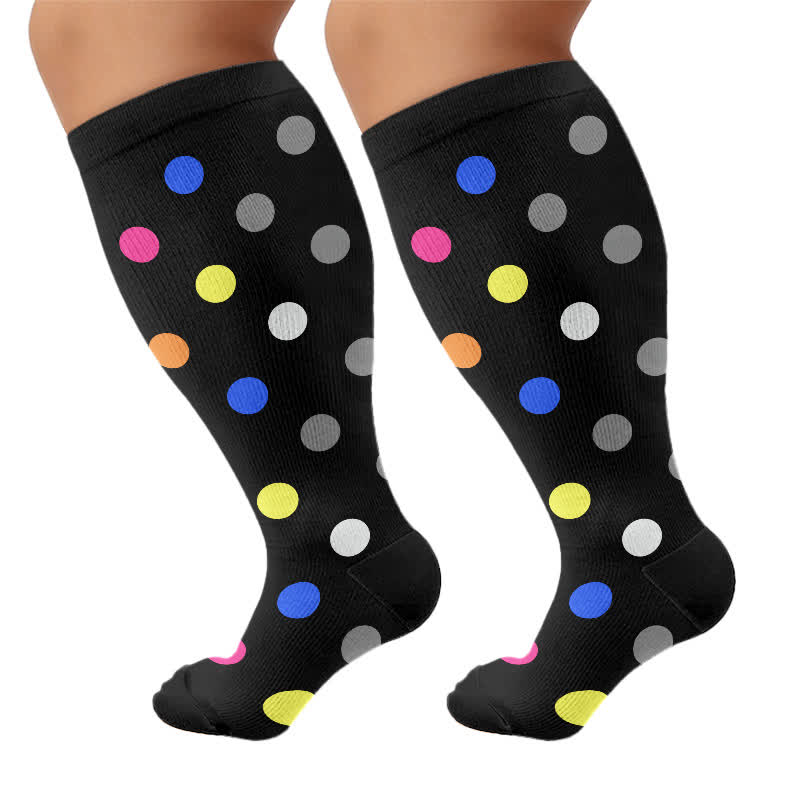 Plus Size Heart Pop Dot Compression Socks - Dots - 4XL - image 7