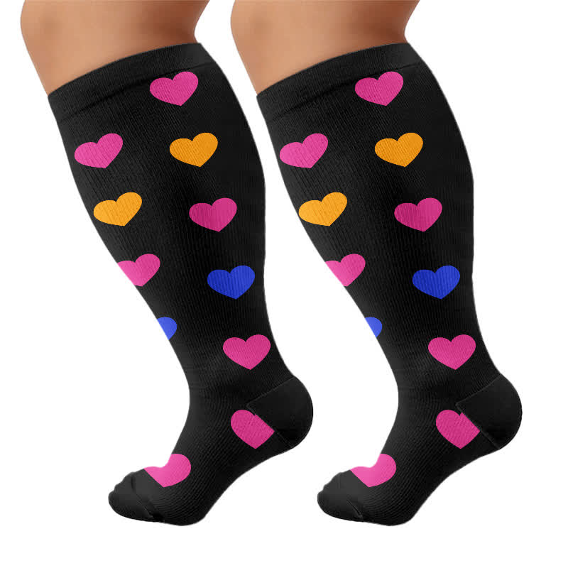Plus Size Heart Pop Dot Compression Socks - Heart - 4XL - image 9
