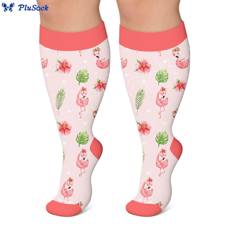 Plus Size Flamingo Stripe Compression Socks - image 4