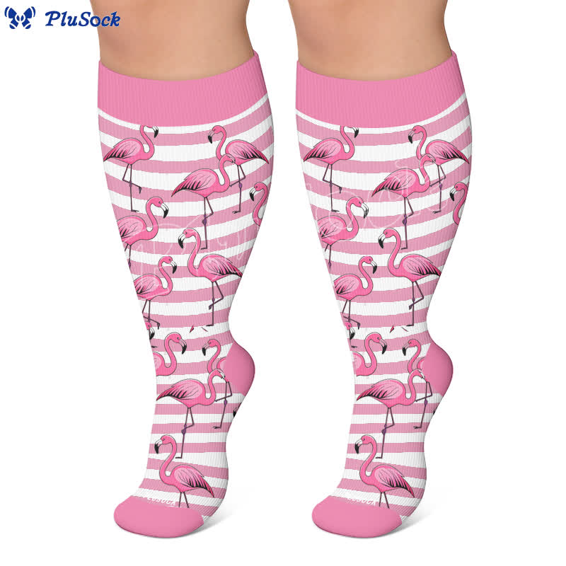 Plus Size Flamingo Stripe Compression Socks - image 5