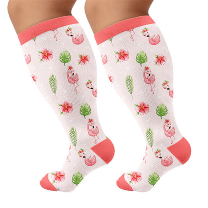 Plus Size Flamingo Stripe Compression Socks - image 8