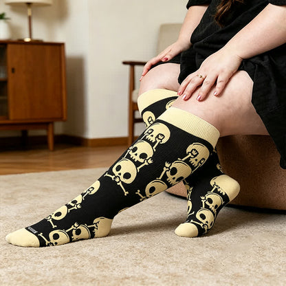 Plus Size Skull Alien Compression Socks - Apricot - 4XL - image 3