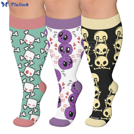 Plus Size Skull Alien Compression Socks - image 0