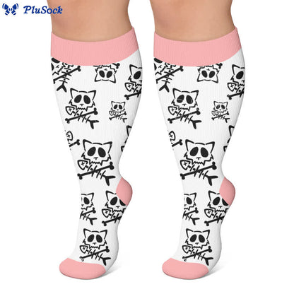 Plus Size Green Cat Stripe Compression Socks - image 5