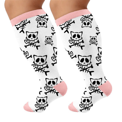 Plus Size Green Cat Stripe Compression Socks - image 9