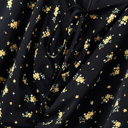 Plus Size Ditsy Floral Tie Neck Ruffle Hem Midi Dress - image 3