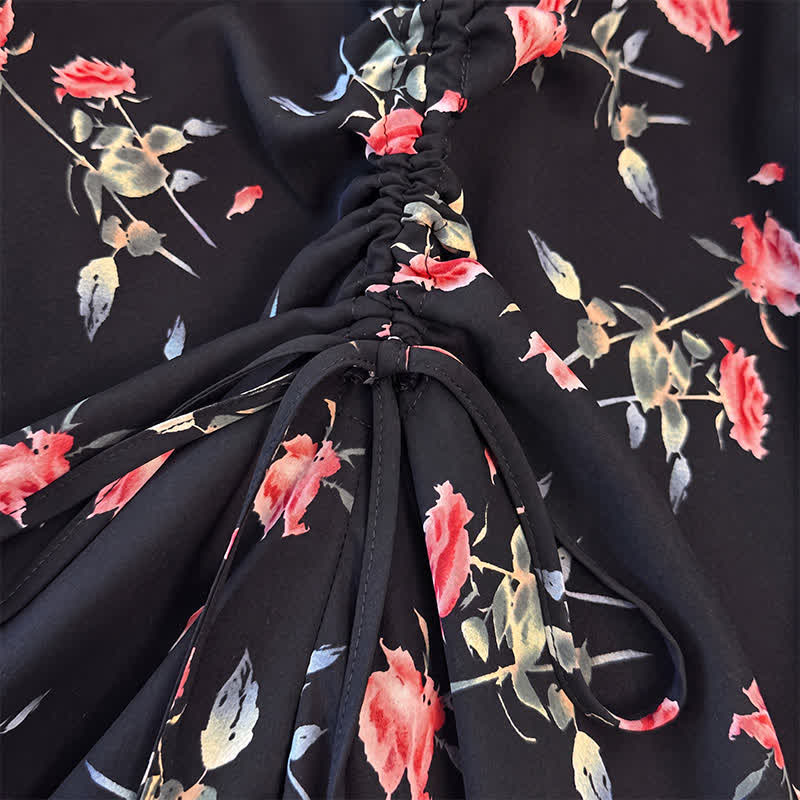 Plus Size Black Floral Midi Dress - image 3