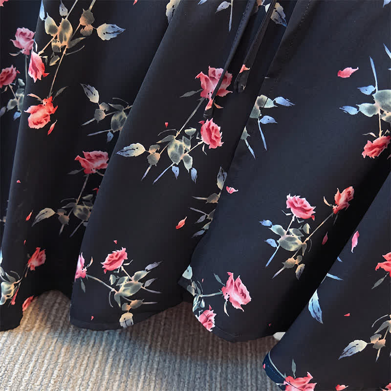 Plus Size Black Floral Midi Dress - image 4