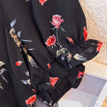 Plus Size Black Floral Midi Dress - image 2